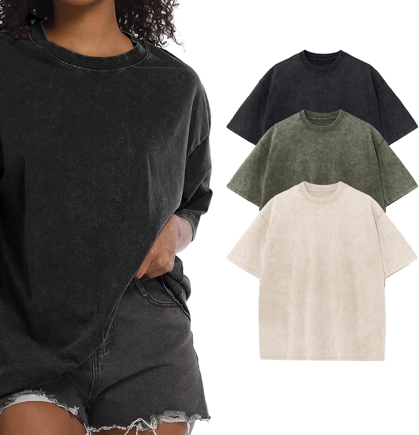 BINTEHGS Oversized Grunge Vintage t Shirts for Women Short Sleeve Cotton Casual Baggy Tees Teens Trendy Crew Neck Loose Tops - Image 13