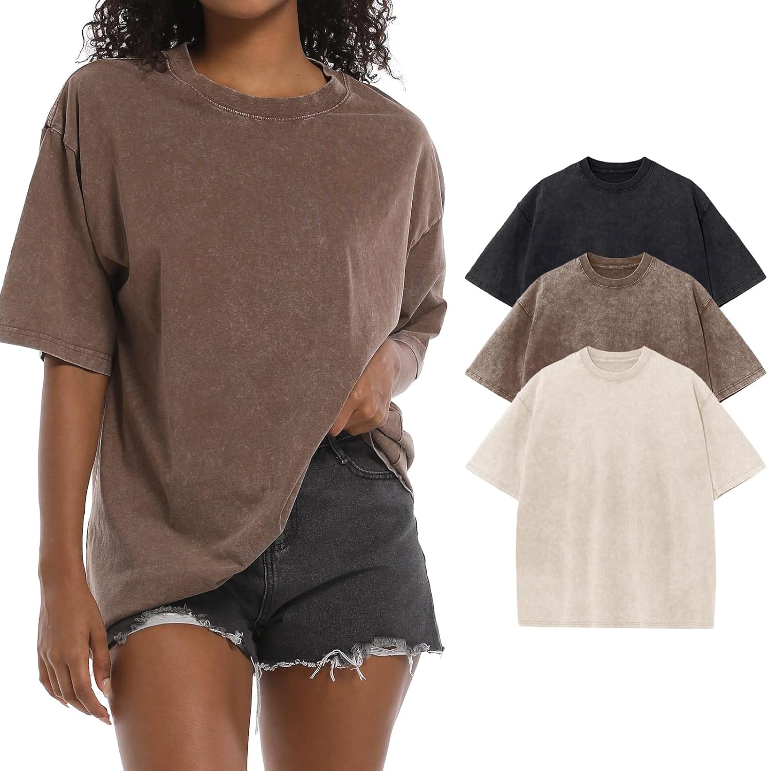 BINTEHGS Oversized Grunge Vintage t Shirts for Women Short Sleeve Cotton Casual Baggy Tees Teens Trendy Crew Neck Loose Tops - Image 19