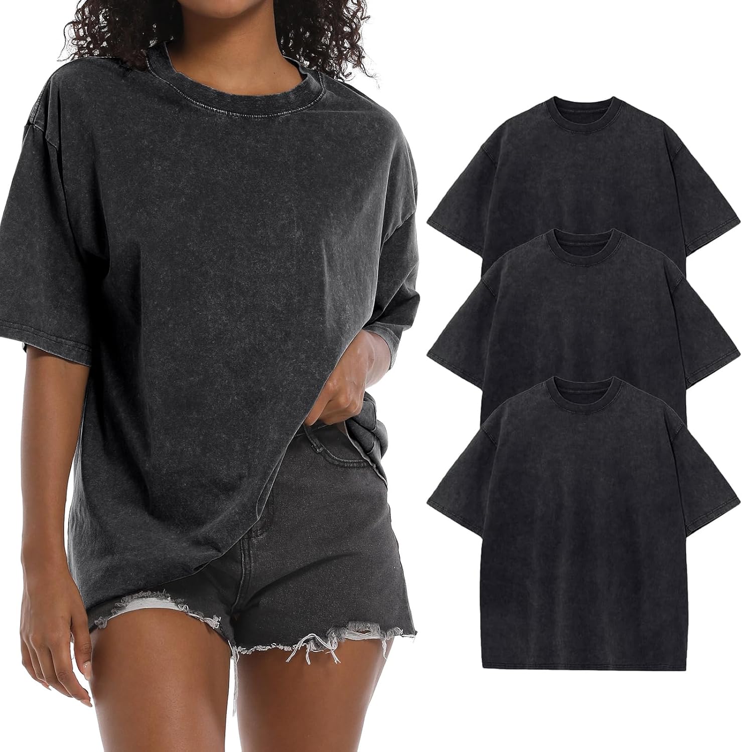 BINTEHGS Oversized Grunge Vintage t Shirts for Women Short Sleeve Cotton Casual Baggy Tees Teens Trendy Crew Neck Loose Tops - Image 27