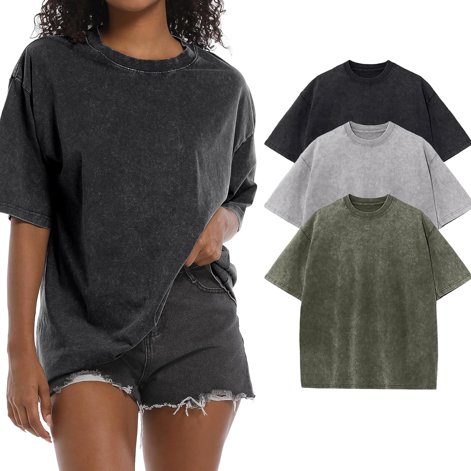 BINTEHGS Oversized Grunge Vintage t Shirts for Women Short Sleeve Cotton Casual Baggy Tees Teens Trendy Crew Neck Loose Tops - Image 12