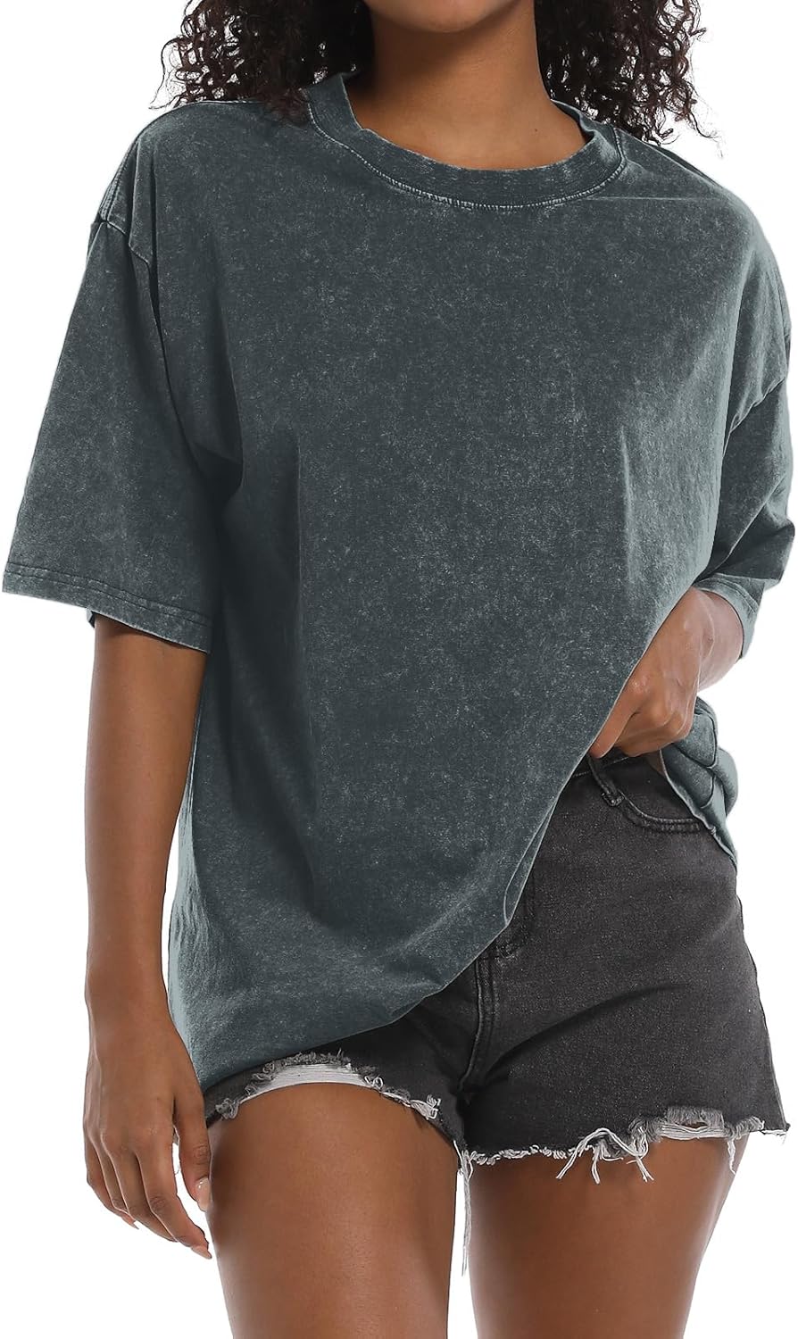 BINTEHGS Oversized Grunge Vintage t Shirts for Women Short Sleeve Cotton Casual Baggy Tees Teens Trendy Crew Neck Loose Tops - Image 26