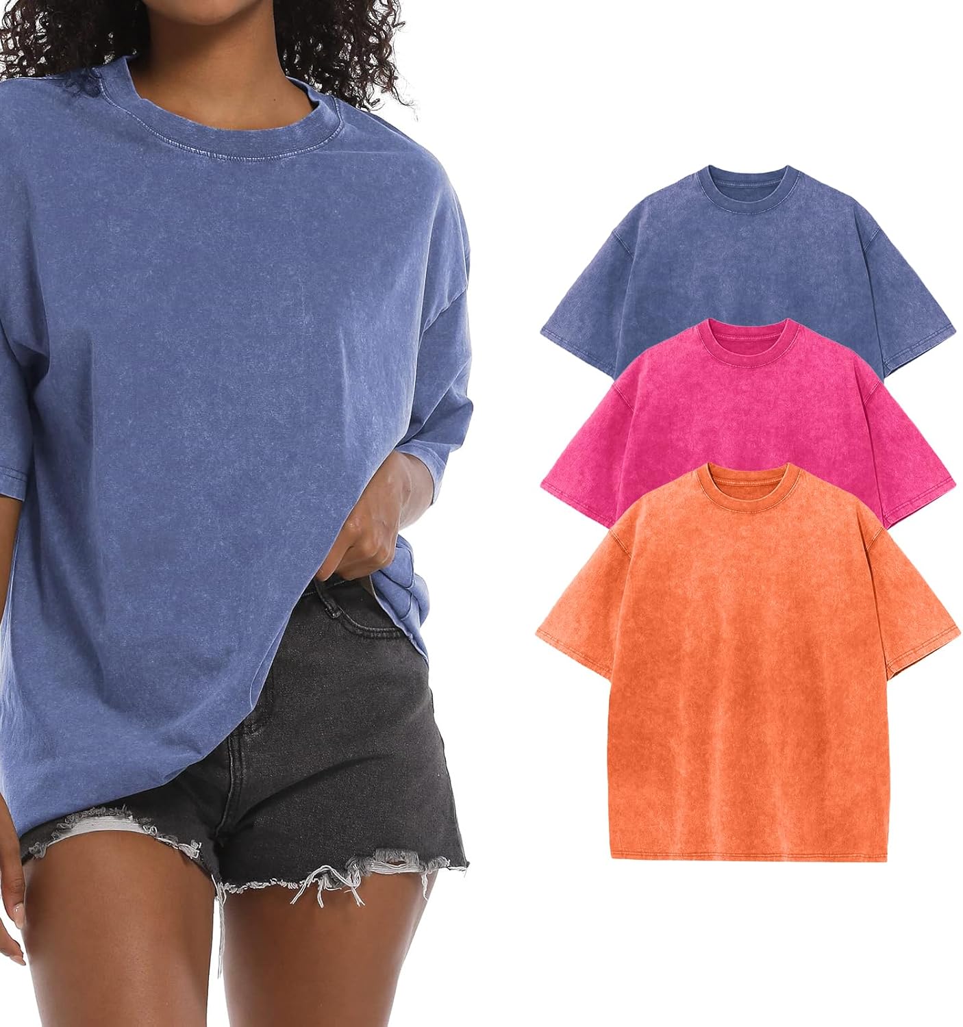 BINTEHGS Oversized Grunge Vintage t Shirts for Women Short Sleeve Cotton Casual Baggy Tees Teens Trendy Crew Neck Loose Tops - Image 15