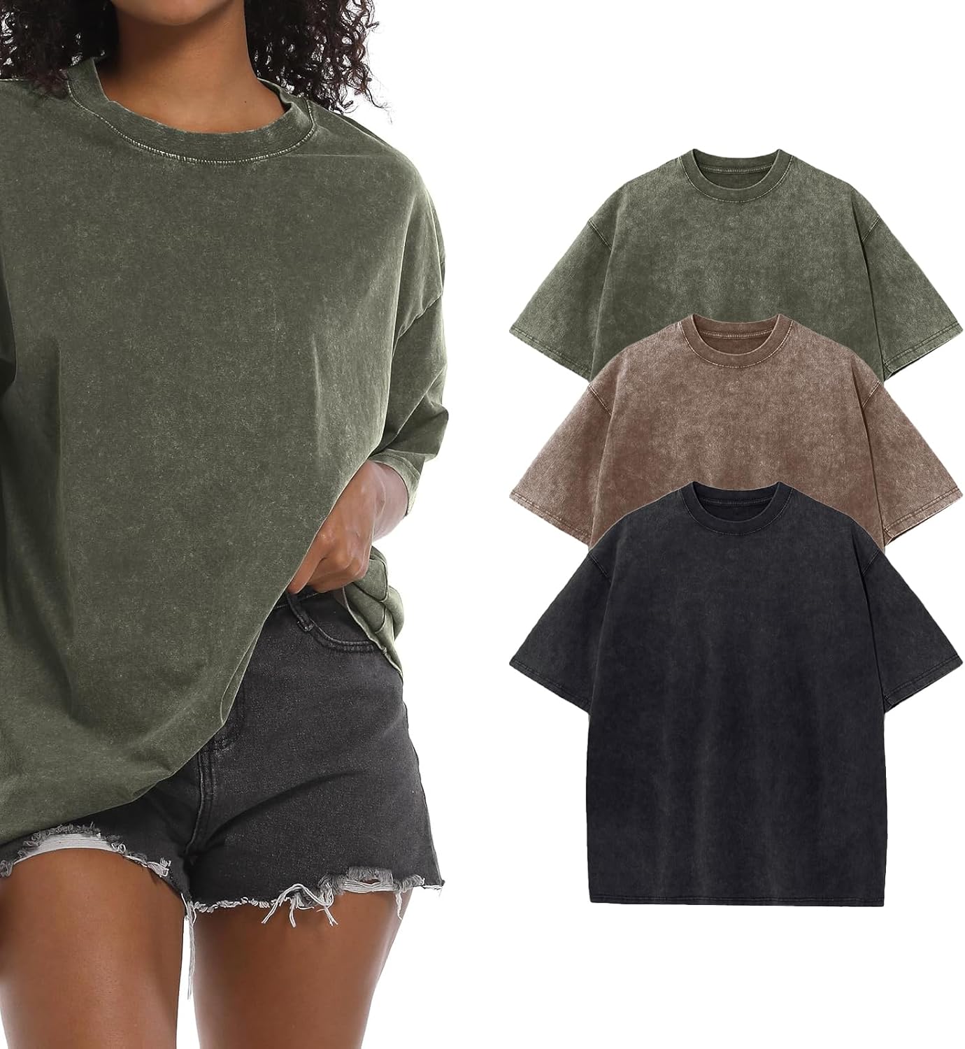 BINTEHGS Oversized Grunge Vintage t Shirts for Women Short Sleeve Cotton Casual Baggy Tees Teens Trendy Crew Neck Loose Tops - Image 36