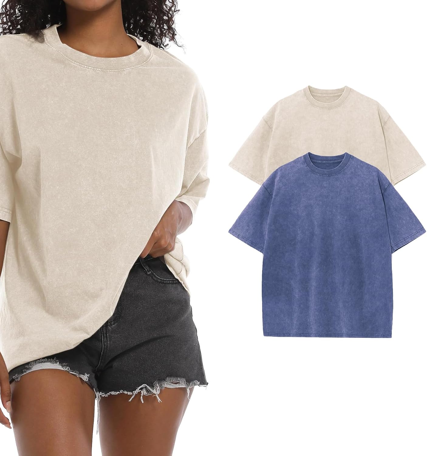 BINTEHGS Oversized Grunge Vintage t Shirts for Women Short Sleeve Cotton Casual Baggy Tees Teens Trendy Crew Neck Loose Tops - Image 9