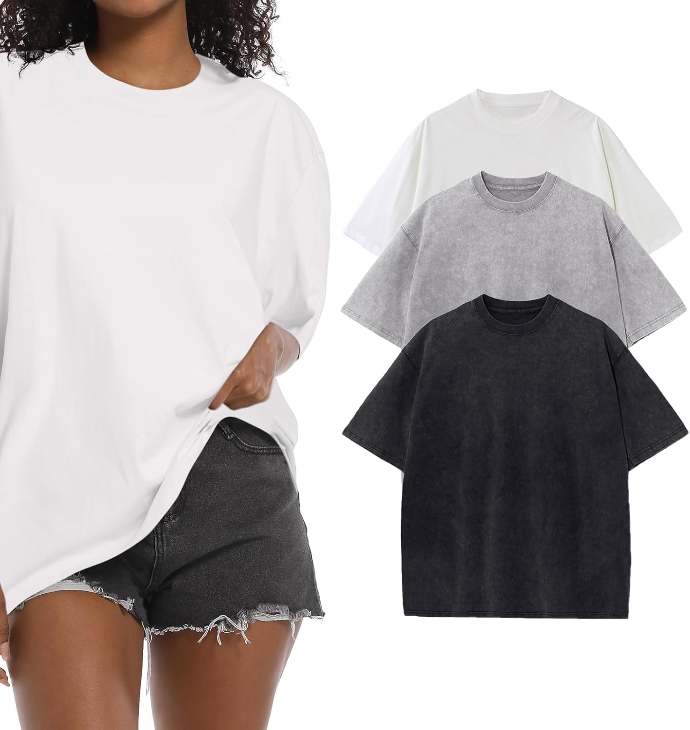 BINTEHGS Oversized Grunge Vintage t Shirts for Women Short Sleeve Cotton Casual Baggy Tees Teens Trendy Crew Neck Loose Tops - Image 33