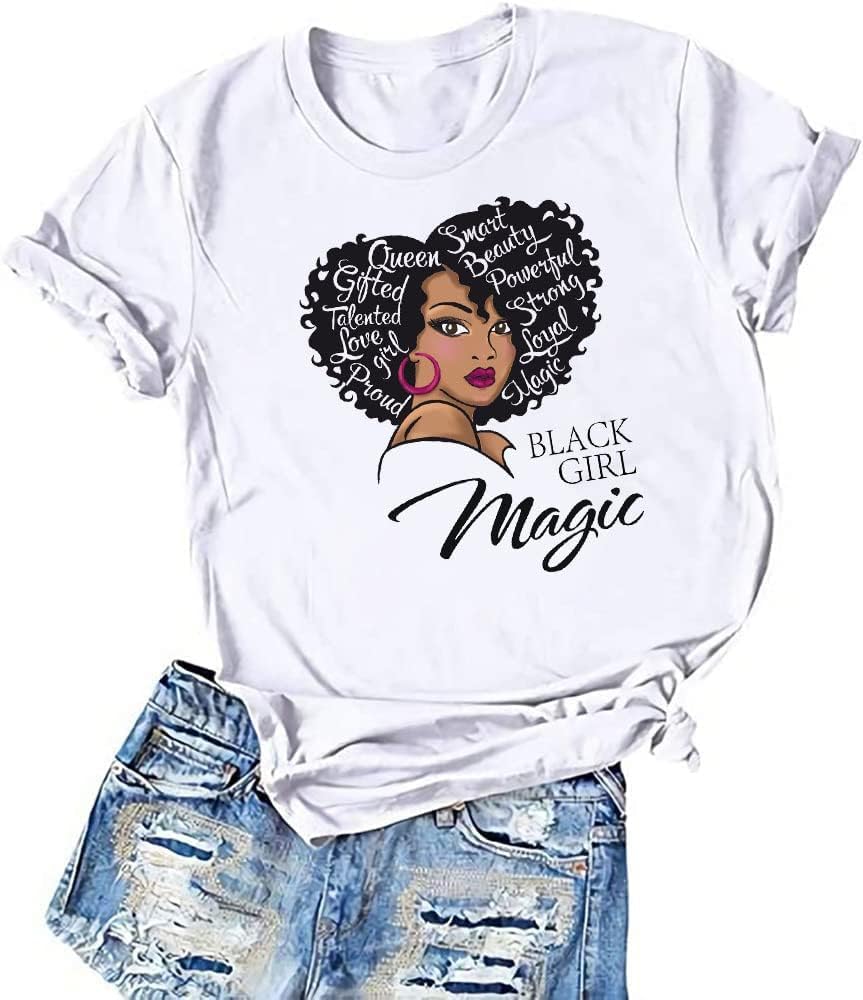 Black History Shirts Awareness Shirts Plus Size Tops for Women Afro American Natural Hair Vintage Melanin Tees - Image 7