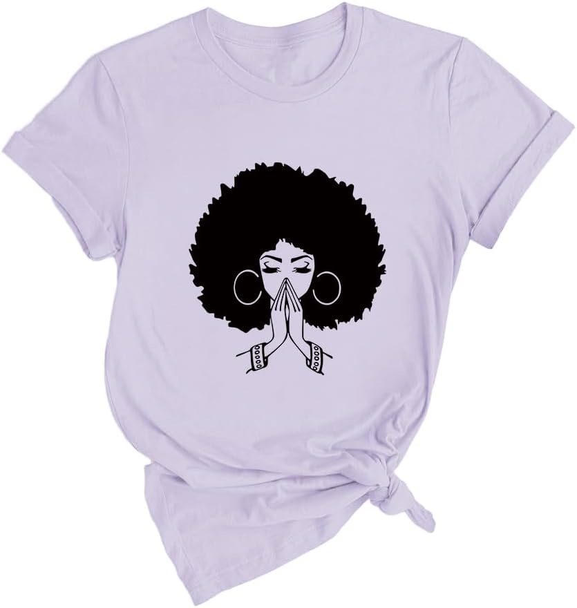 Black History Shirts Awareness Shirts Plus Size Tops for Women Afro American Natural Hair Vintage Melanin Tees - Image 5