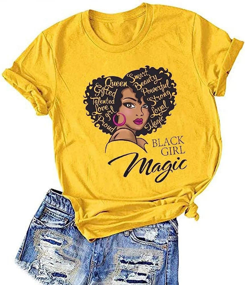 Black History Shirts Awareness Shirts Plus Size Tops for Women Afro American Natural Hair Vintage Melanin Tees - Image 12