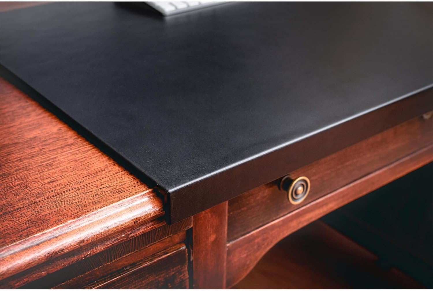 Black Leather 30" x 19" Desk Mat with Fixation Lip - Image 7