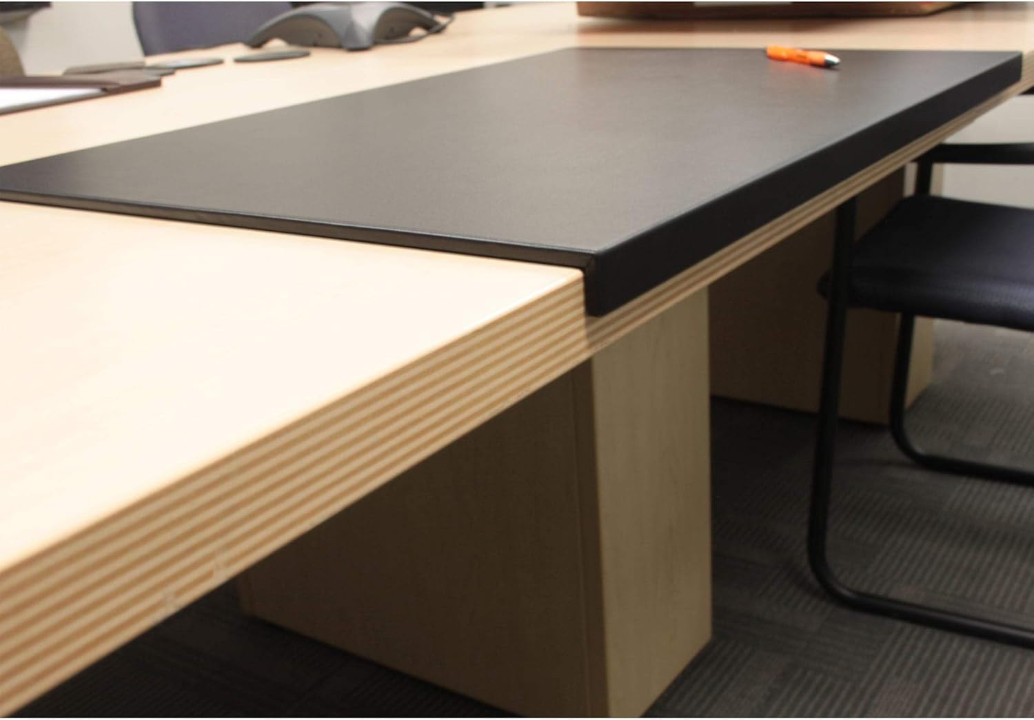 Black Leather 30" x 19" Desk Mat with Fixation Lip - Image 2