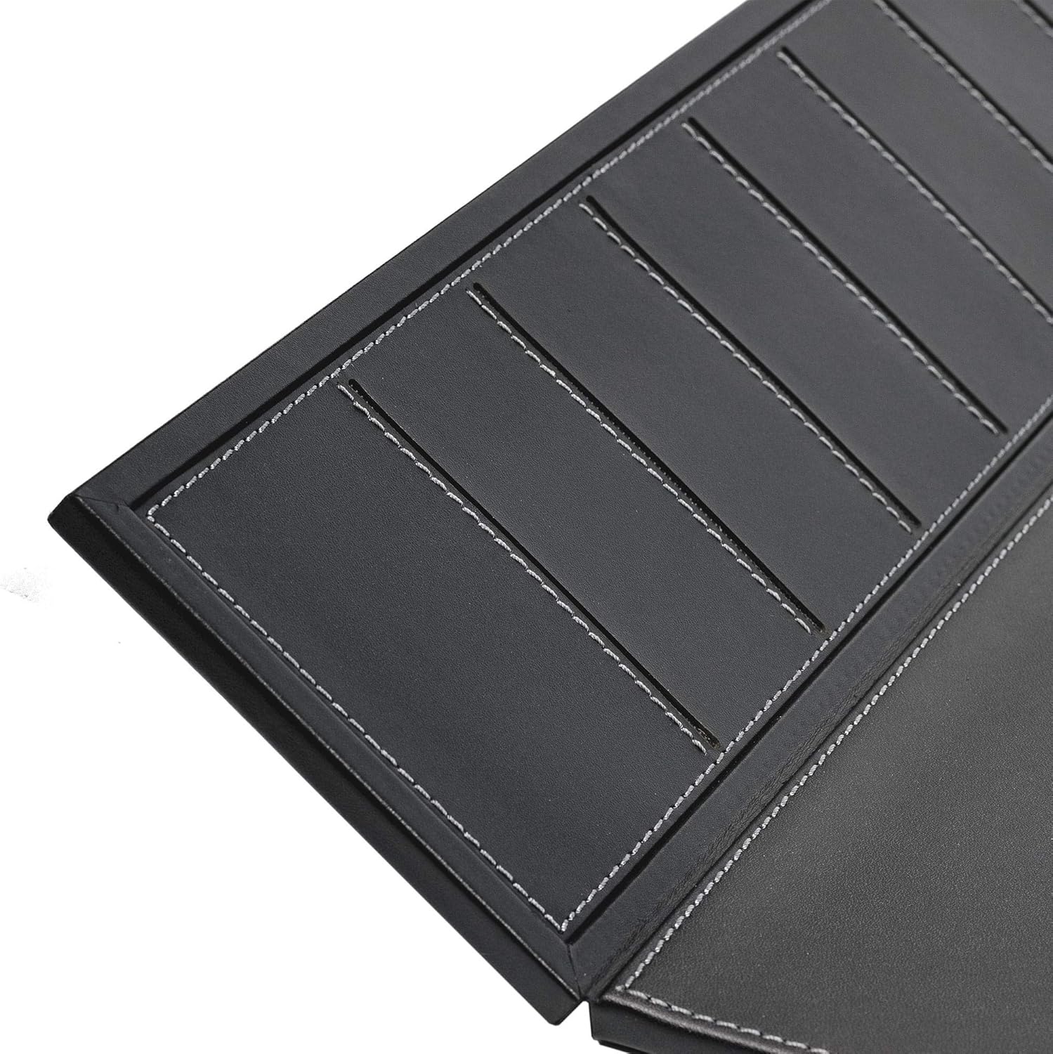 Black Leather 34" x 20" Desk Mat with Folding Side Rails - Image 6
