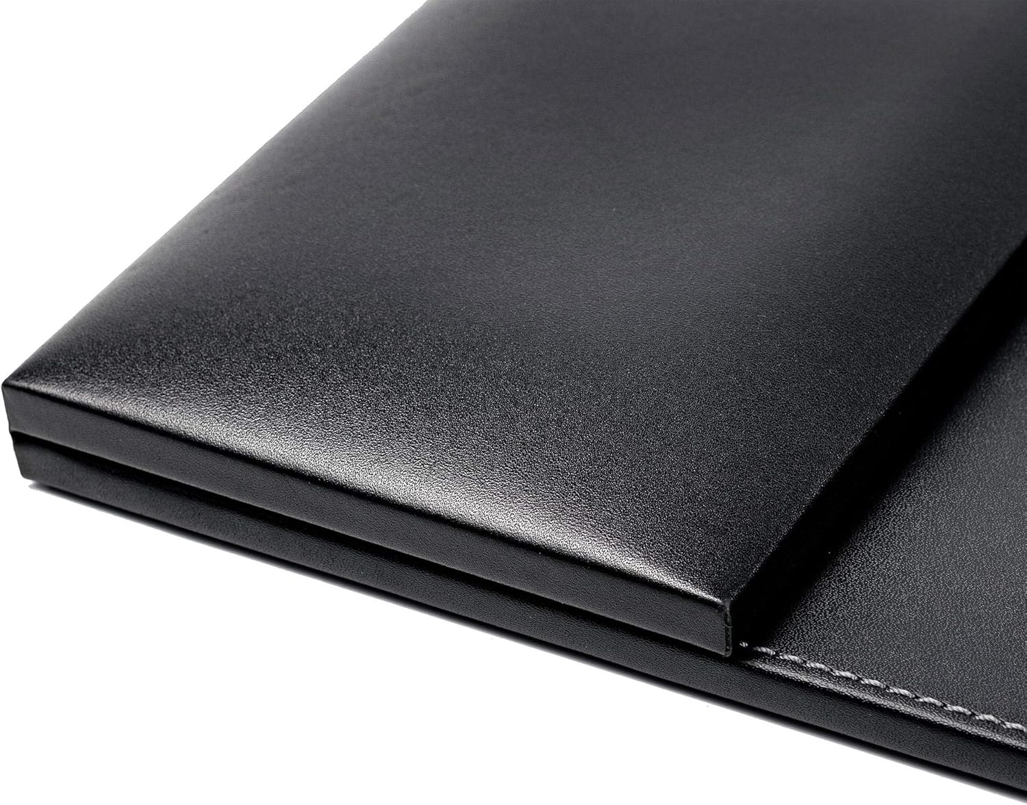 Black Leather 34" x 20" Desk Mat with Folding Side Rails - Image 8