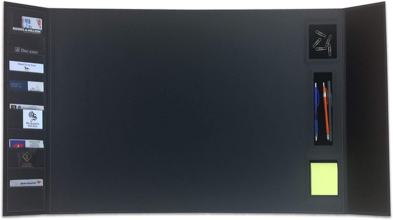 Black Leather 34" x 20" Desk Mat with Folding Side Rails - Image 10