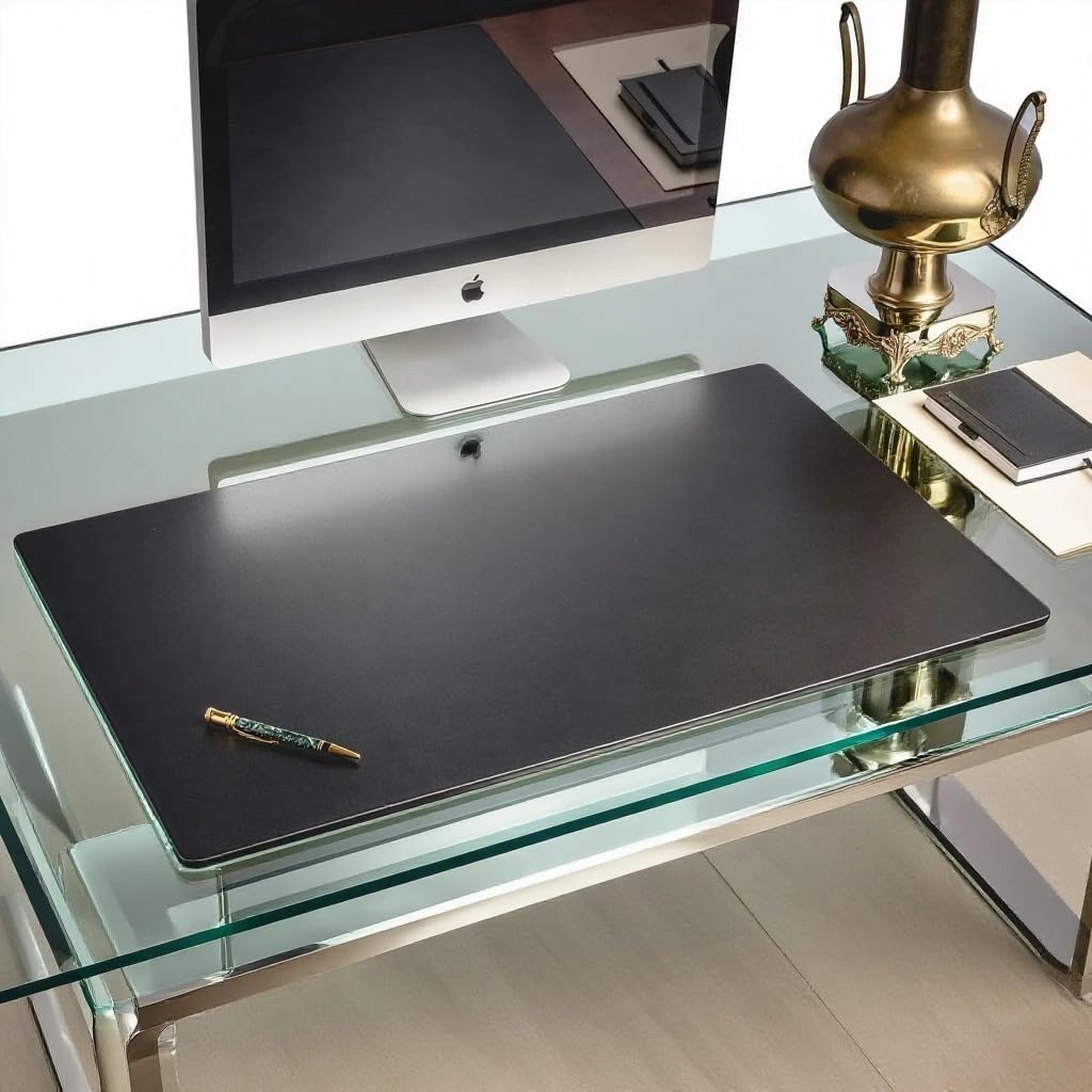 Black Leather 34" x 20" Desk Mat Without Rails - Image 2