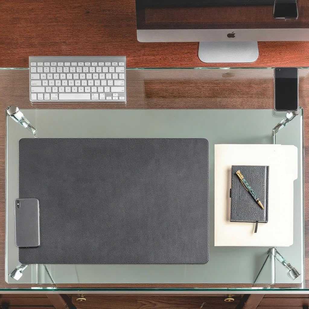 Black Leather 34" x 20" Desk Mat Without Rails - Image 3