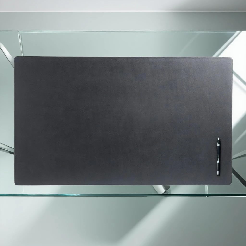 Black Leather 34" x 20" Desk Mat Without Rails