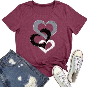 BLACKOO Women Cute Heart Graphic Tees
