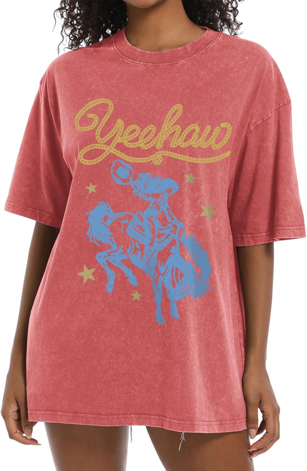 Cayxatiu Western Shirts for Women Vintage Cowgirl Shirt Oversized Rodeo Cowboy Graphic Tees Country Concert Short Sleeve Tops - Image 7