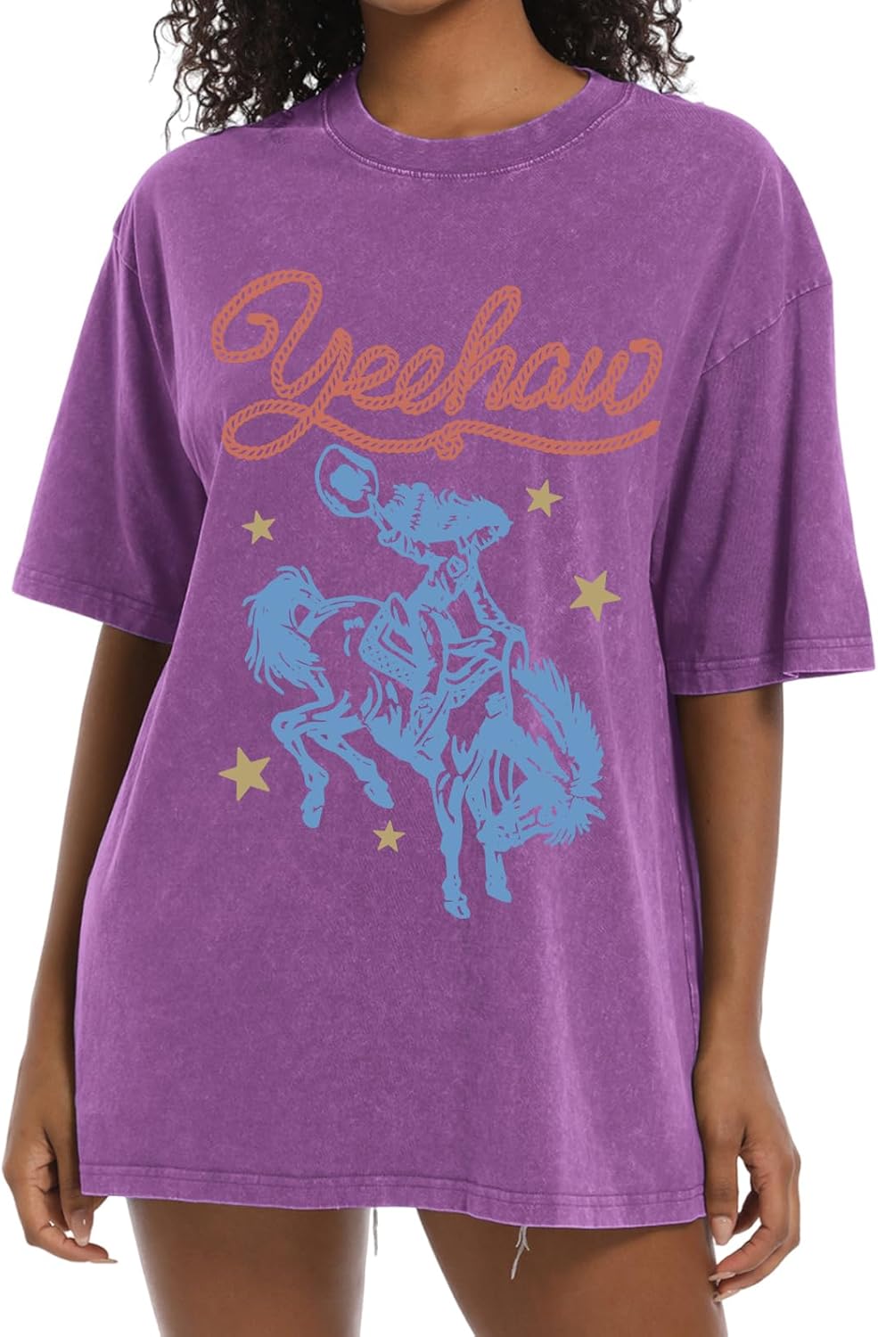 Cayxatiu Western Shirts for Women Vintage Cowgirl Shirt Oversized Rodeo Cowboy Graphic Tees Country Concert Short Sleeve Tops - Image 13