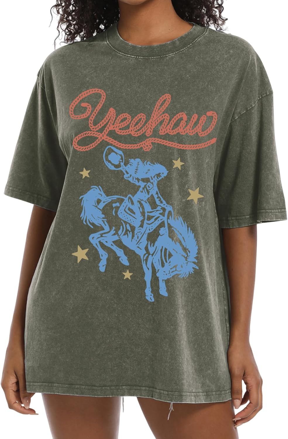 Cayxatiu Western Shirts for Women Vintage Cowgirl Shirt Oversized Rodeo Cowboy Graphic Tees Country Concert Short Sleeve Tops - Image 10