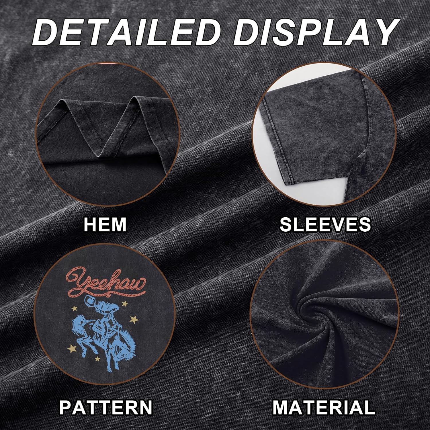 Cayxatiu Western Shirts for Women Vintage Cowgirl Shirt Oversized Rodeo Cowboy Graphic Tees Country Concert Short Sleeve Tops - Image 6