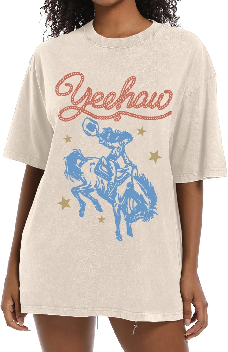 Cayxatiu Western Shirts for Women Vintage Cowgirl Shirt Oversized Rodeo Cowboy Graphic Tees Country Concert Short Sleeve Tops - Image 14
