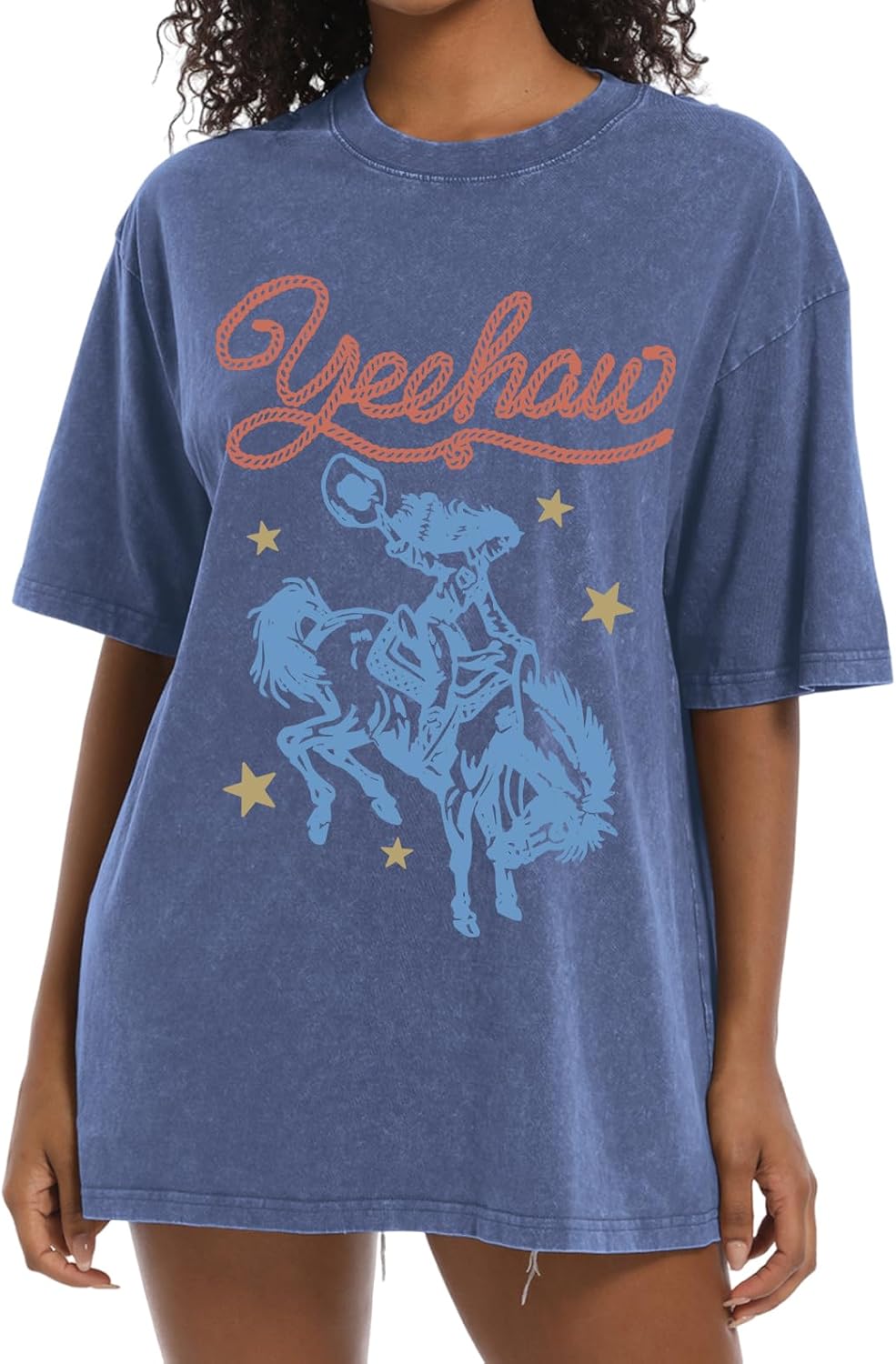 Cayxatiu Western Shirts for Women Vintage Cowgirl Shirt Oversized Rodeo Cowboy Graphic Tees Country Concert Short Sleeve Tops - Image 12