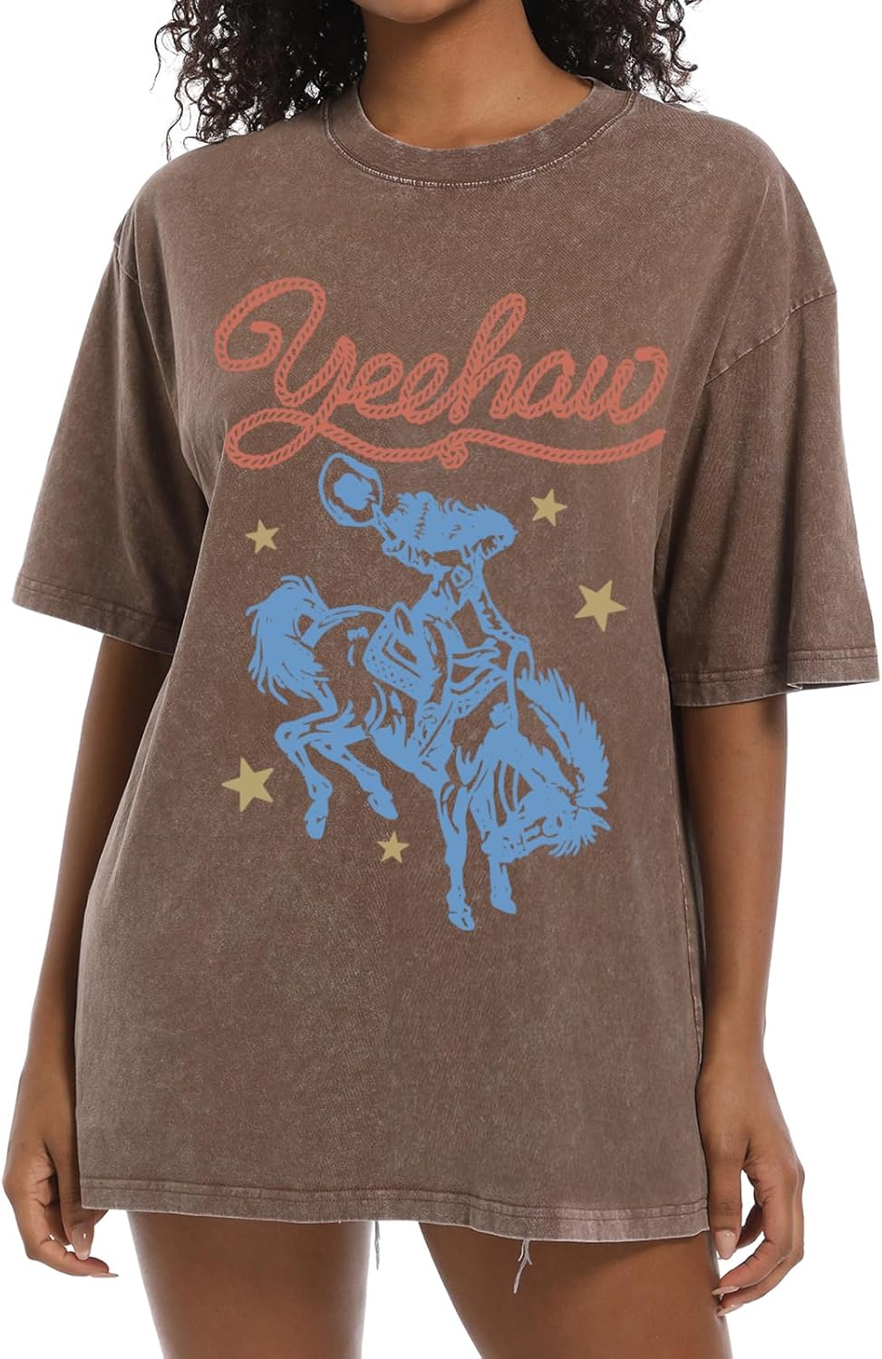 Cayxatiu Western Shirts for Women Vintage Cowgirl Shirt Oversized Rodeo Cowboy Graphic Tees Country Concert Short Sleeve Tops - Image 8