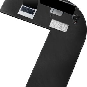 CENNBIE Reversible L Shaped Desk Mat, \u200E\u200E59 x 66.9 x19.6 inches Corner Leather Desk Pad,l Shaped Desk Gaming mat,Waterproof l Shaped Leather Mouse pad,Home Office Accessories Corner Desk Mat(Black)