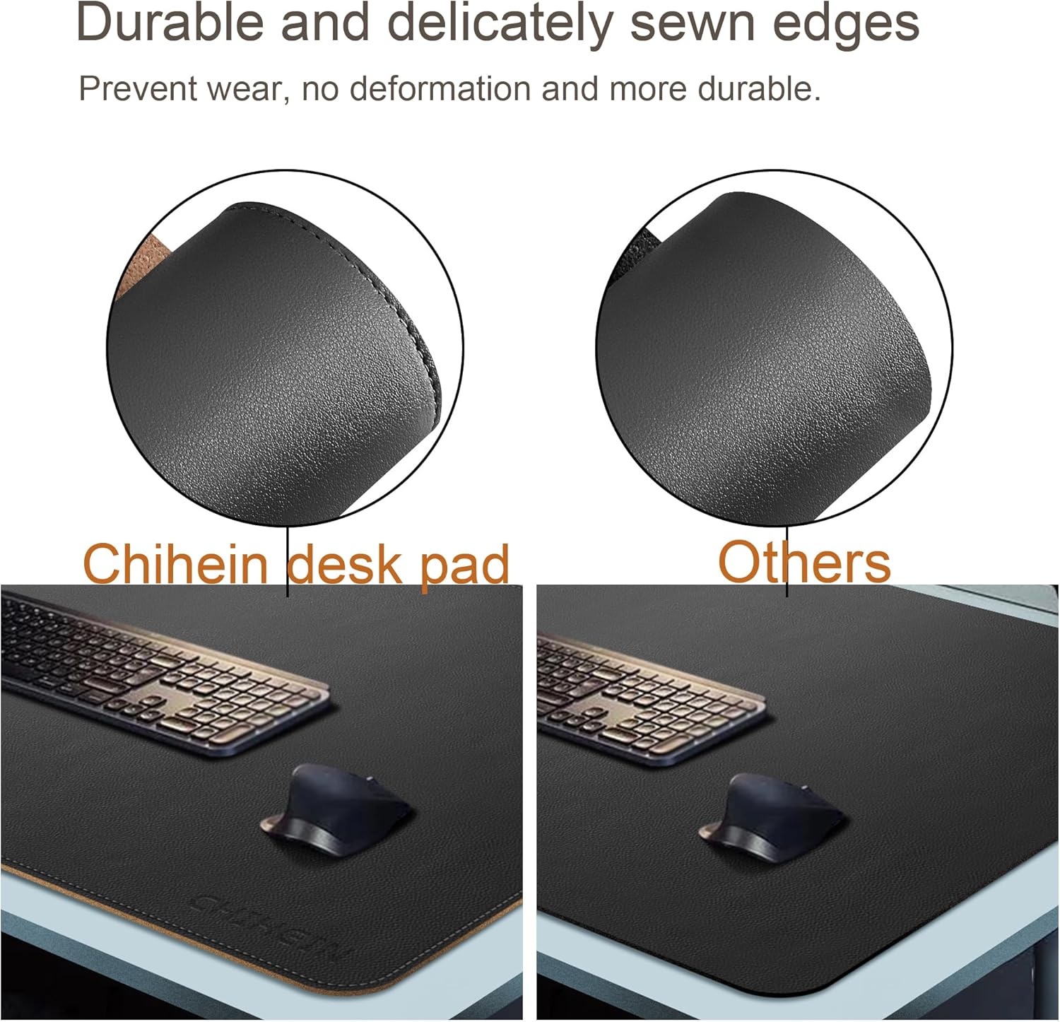 Chihein 71" x 35" 4XL PU Leather Desk Mat (Black\/Gray), Huge Mouse Pad, Dual Sided Desk Pad Protector, Waterproof Writing Blotter for Gaming\/Office\/Home - Image 5