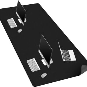Chihein 71" x 35" 4XL PU Leather Desk Mat (Black\/Gray), Huge Mouse Pad, Dual Sided Desk Pad Protector, Waterproof Writing Blotter for Gaming\/Office\/Home