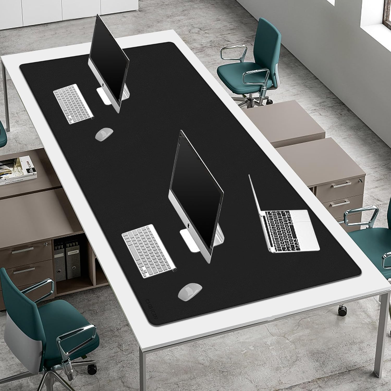 Chihein 71" x 35" 4XL PU Leather Desk Mat (Black\/Gray), Huge Mouse Pad, Dual Sided Desk Pad Protector, Waterproof Writing Blotter for Gaming\/Office\/Home - Image 2
