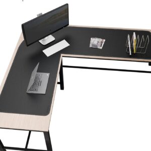 Chihein Leather Desk Mat L Shaped 61” x 72.8” x 23.6” - Big Gaming Corner Desk Pad, Non-Slip Waterproof Surface, Easy to Clean, Perfect for Office, Home (Black)