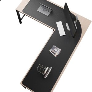 Chihein Leather Desk Mat L Shaped 61” x 80.7” x 23.6” - Big Gaming Corner Desk Pad, Non-Slip Waterproof Surface, Easy to Clean, Perfect for Office, Home (Black)
