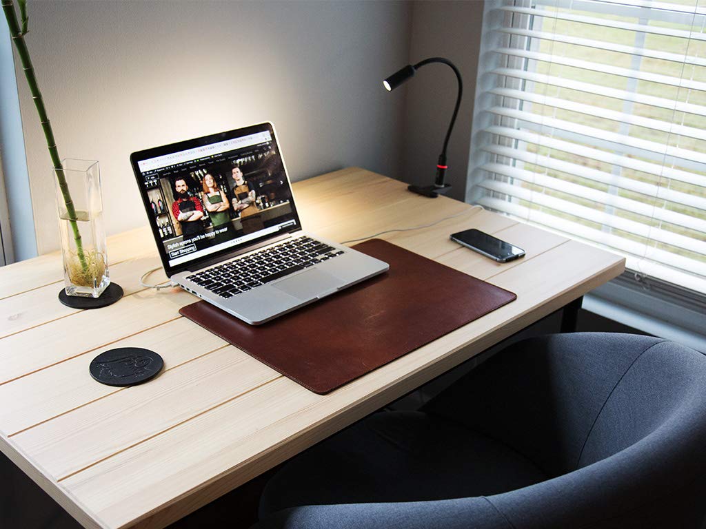 Custom Leather Desk Pad Protective Table Cover in Chestnut Full-Grain Leather - Office Computer Mat for Desk - Image 2