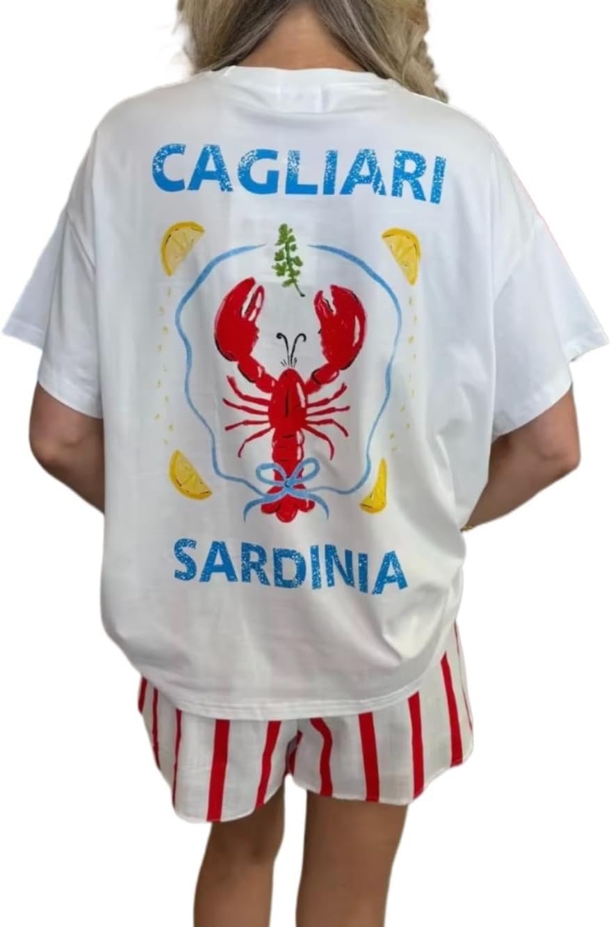 Cute Strawberry Beach Shirts Oversized Graphic Tees Women Short Sleeve Y2k Summer Tops 2000s Aesthetic Preppy Clothes - Image 15