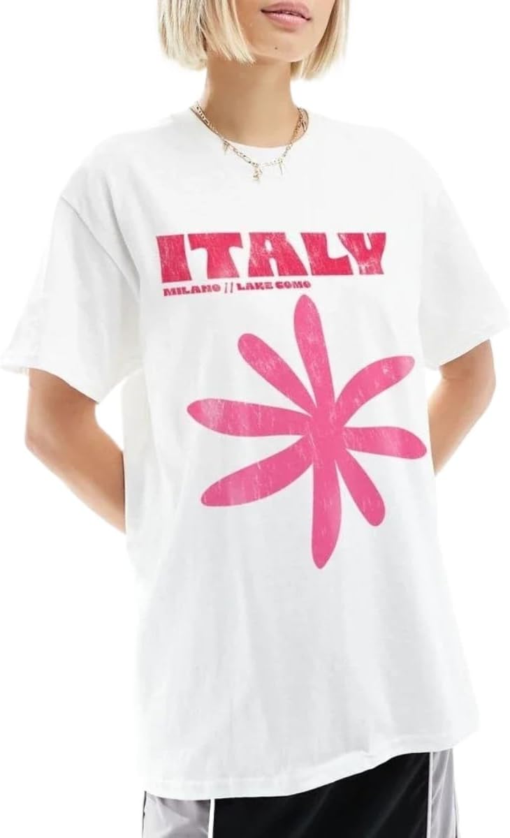 Cute Strawberry Beach Shirts Oversized Graphic Tees Women Short Sleeve Y2k Summer Tops 2000s Aesthetic Preppy Clothes - Image 23