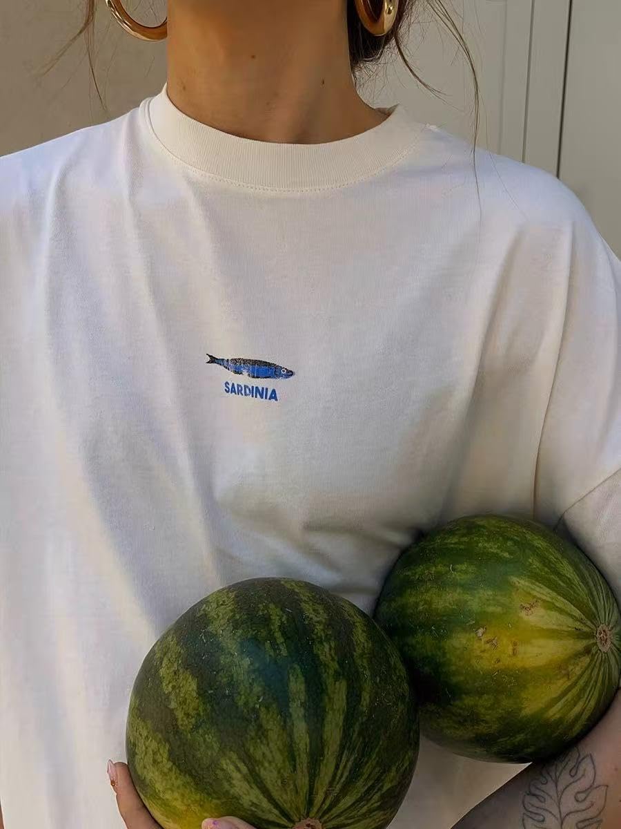 Cute Strawberry Beach Shirts Oversized Graphic Tees Women Short Sleeve Y2k Summer Tops 2000s Aesthetic Preppy Clothes - Image 6