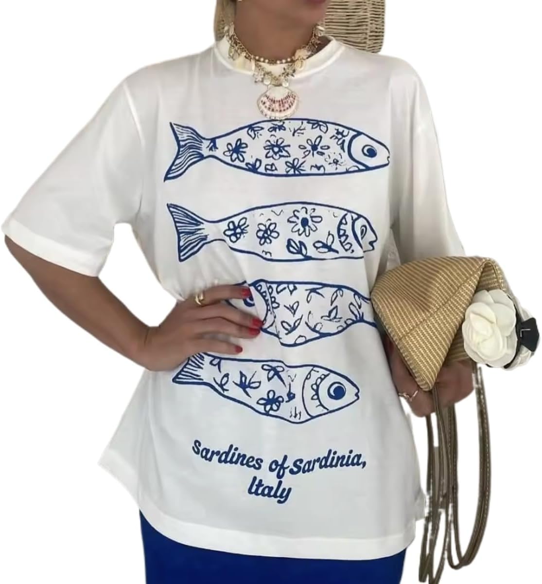 Cute Strawberry Beach Shirts Oversized Graphic Tees Women Short Sleeve Y2k Summer Tops 2000s Aesthetic Preppy Clothes - Image 13