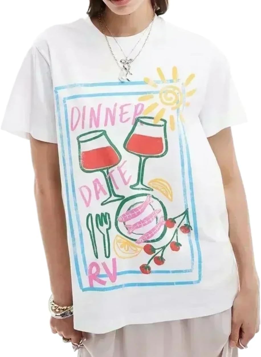 Cute Strawberry Beach Shirts Oversized Graphic Tees Women Short Sleeve Y2k Summer Tops 2000s Aesthetic Preppy Clothes - Image 19