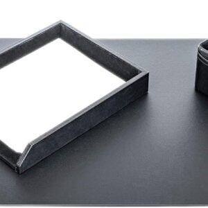 Dacasso Black Bonded Leather Luxury 3 Piece Desk Set - Blotter Pad & Desk Mat Organization Essentials - Executive Decor and Surface Protector
