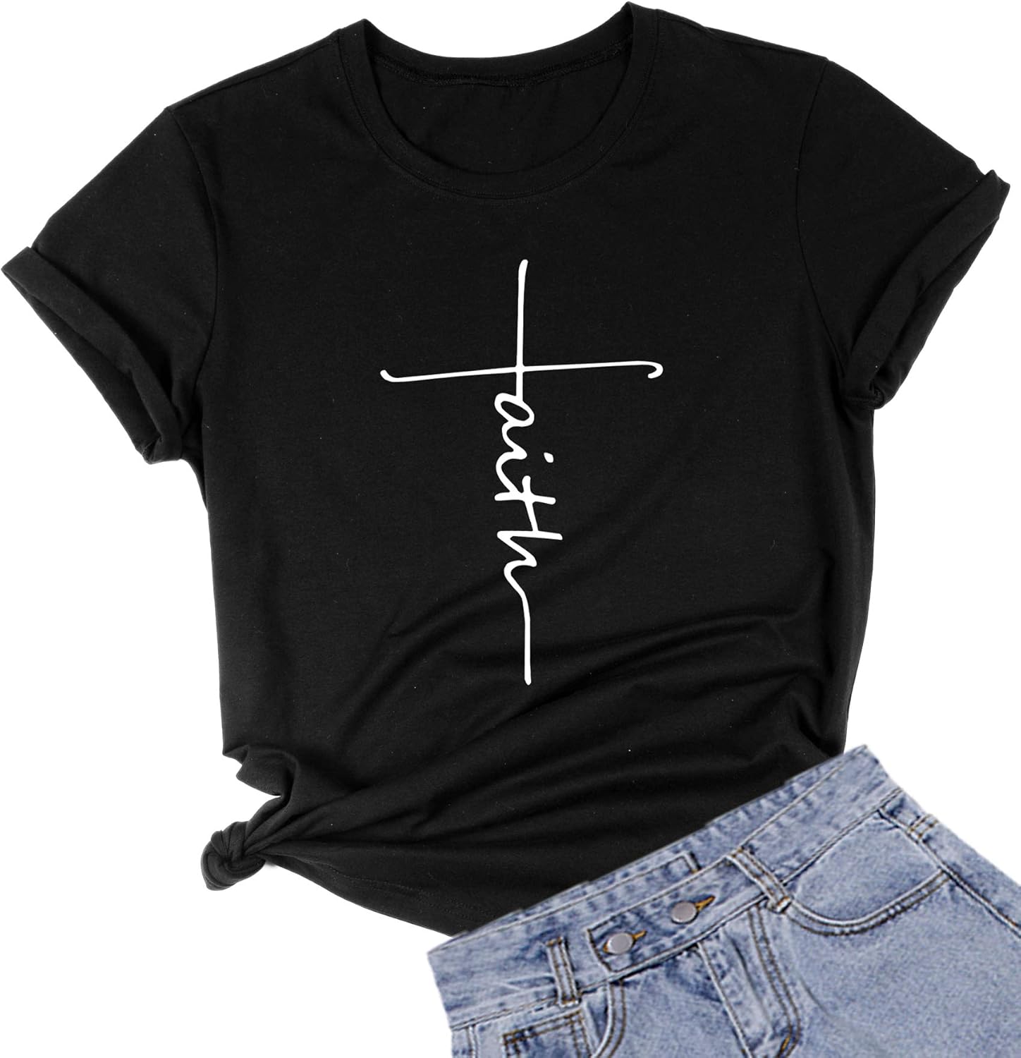 DANVOUY Women's V-Neck Summer Casual Letters Printed Short Sleeves Graphic - Image 12