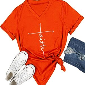 DANVOUY Women's V-Neck Summer Casual Letters Printed Short Sleeves Graphic