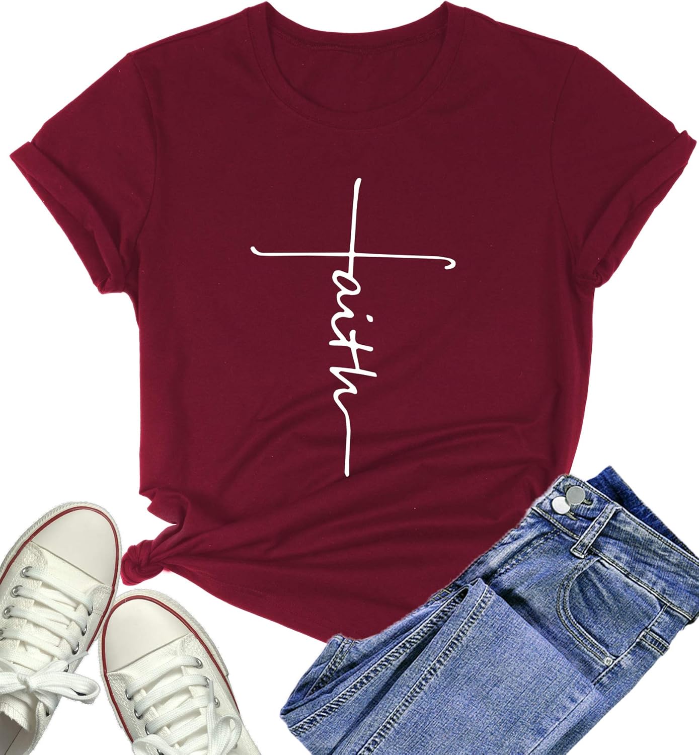 DANVOUY Women's V-Neck Summer Casual Letters Printed Short Sleeves Graphic - Image 7