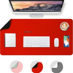 Deflecto Reversible Double Sided Faux Leather Desk Pad Mat Protector Mouse Pad,Office,Non-Slip,Waterproof Writing Pad (120cm x 60cm, Black and Red)