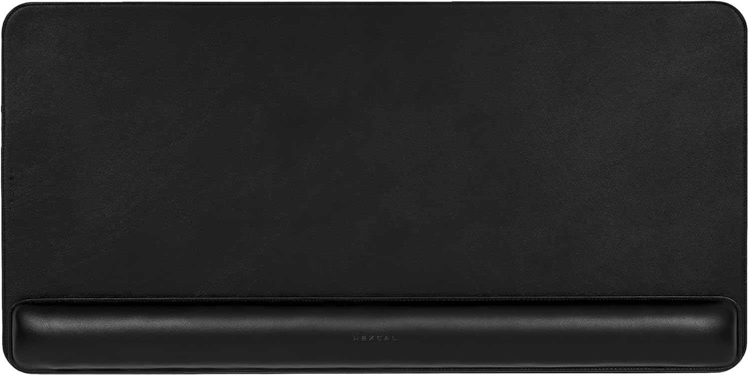 Desk Mat Bundle, Wrist Rest, Office Desk Pad, Large Mouse Pad, Anti-Slip Waterproof Gaming Mouse Pad, Vegan Leather, Desk Writing Pad for Office and Home, Black (31.5” x 15.7” x 0.14”)