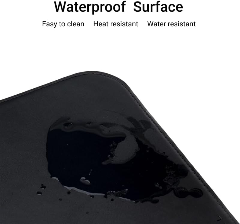Desk Mat Bundle, Wrist Rest, Office Desk Pad, Large Mouse Pad, Anti-Slip Waterproof Gaming Mouse Pad, Vegan Leather, Desk Writing Pad for Office and Home, Black (31.5” x 15.7” x 0.14”) - Image 6