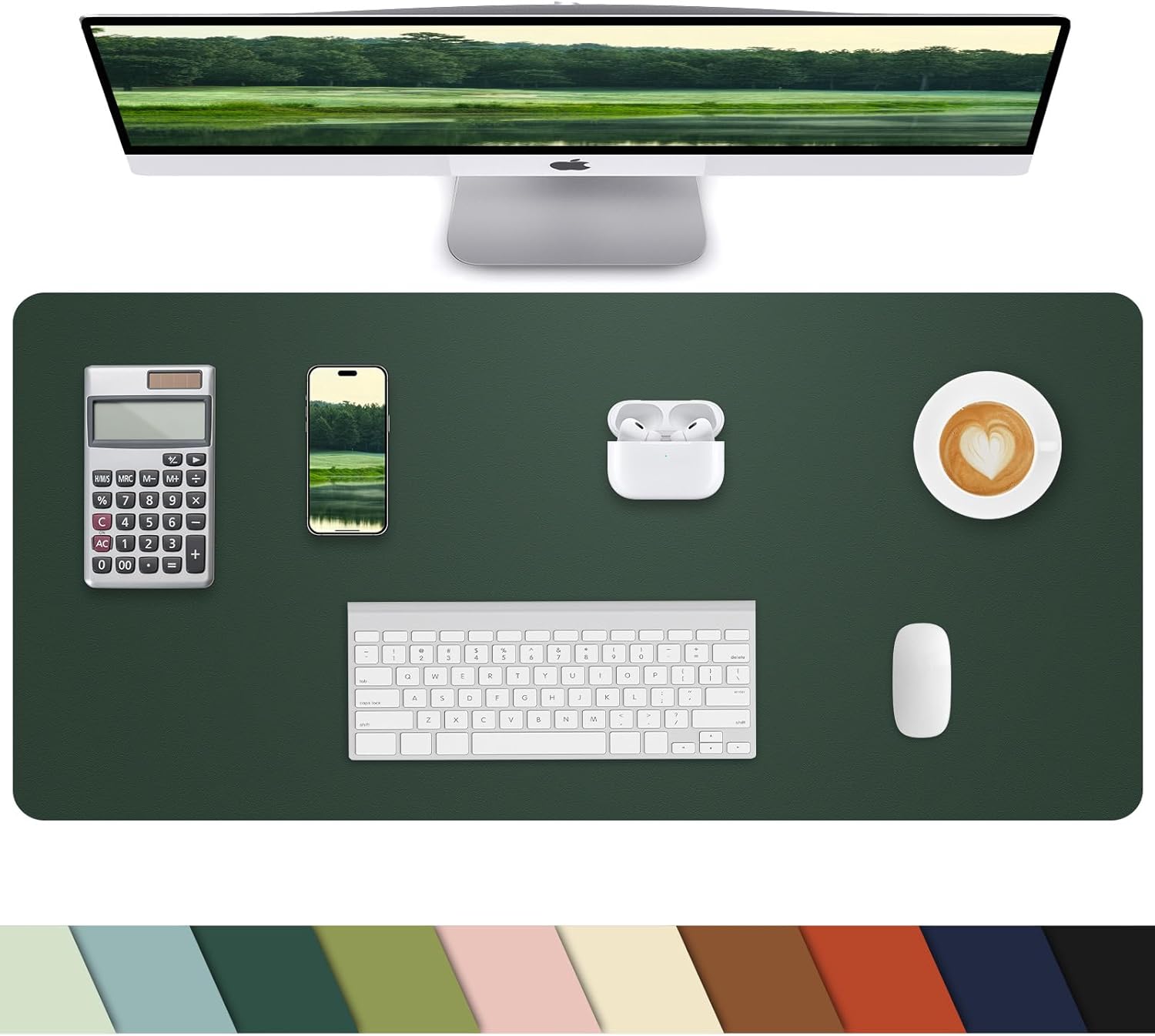 Desk mat Large, Leather Desk Pad Protector,Office Desk Mat,Mouse Pad, Non-Slip Desk Blotter, Laptop Desk Pad, Waterproof Desk Writing Pad for Office&Home (Dark Green, 48" x 24") - Image 8