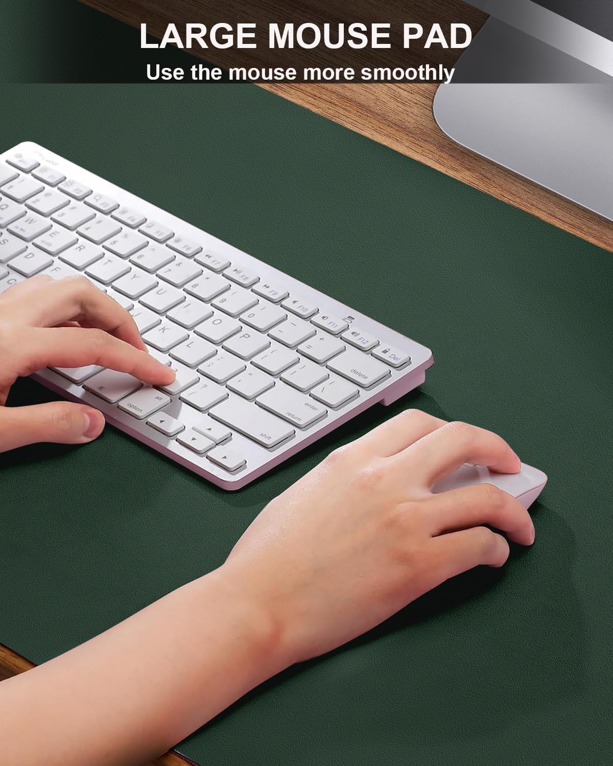 Desk mat Large, Leather Desk Pad Protector,Office Desk Mat,Mouse Pad, Non-Slip Desk Blotter, Laptop Desk Pad, Waterproof Desk Writing Pad for Office&Home (Dark Green, 48" x 24") - Image 3