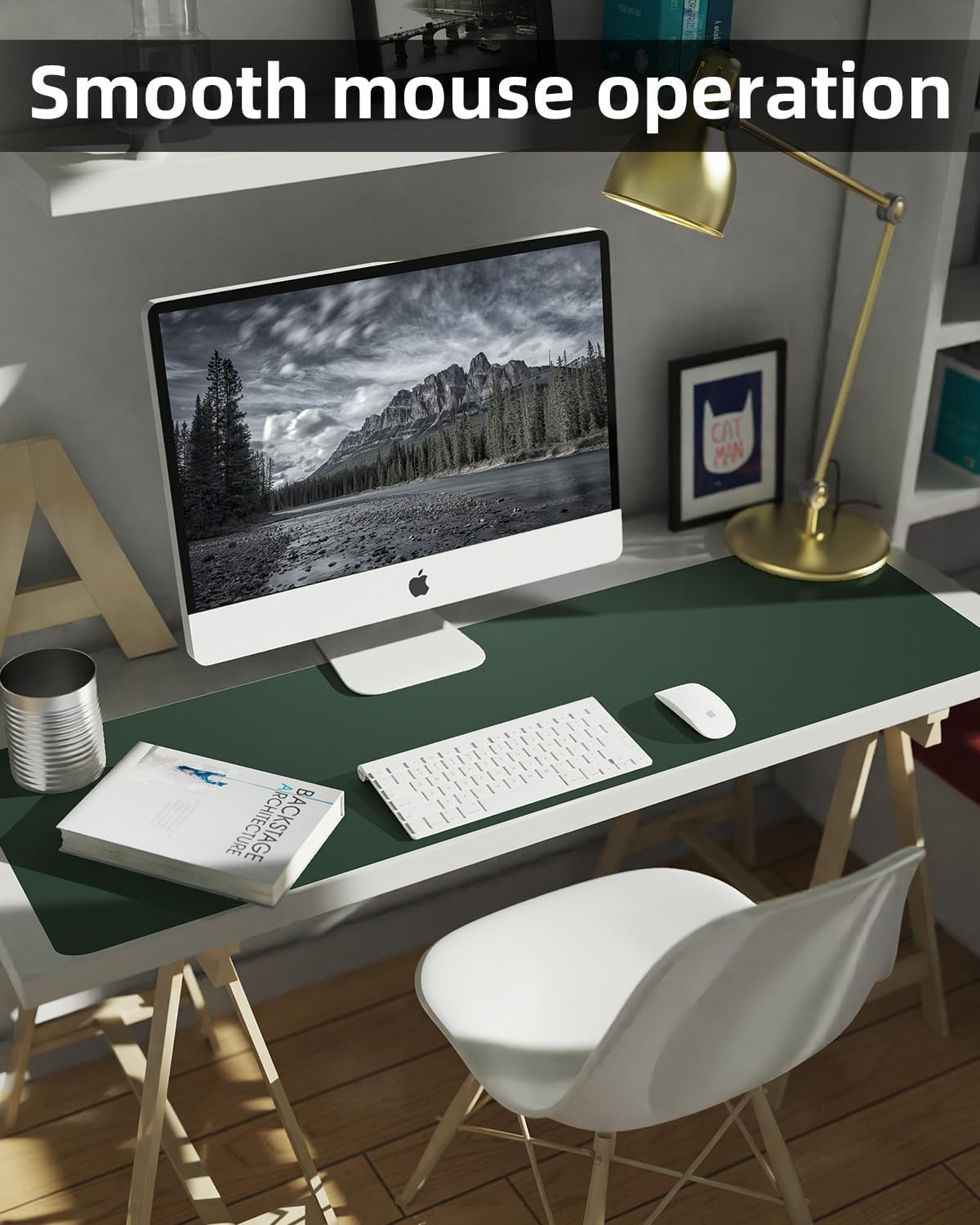 Desk mat Large, Leather Desk Pad Protector,Office Desk Mat,Mouse Pad, Non-Slip Desk Blotter, Laptop Desk Pad, Waterproof Desk Writing Pad for Office&Home (Dark Green, 48" x 24") - Image 4